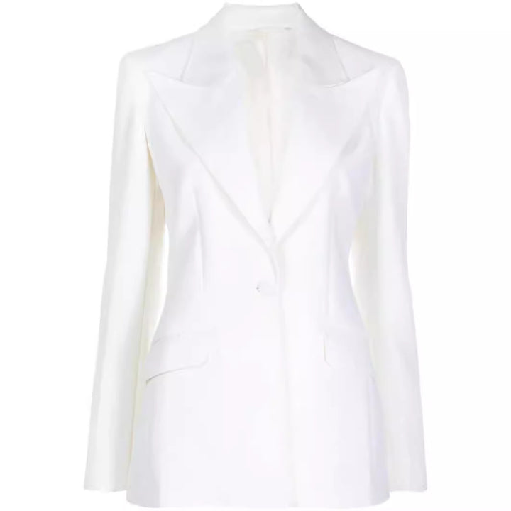 Damen Eleganter Einreihiger Maßgeschneiderter Blazer mit taillierter Schnittführung und weiter Palazzohose Drune