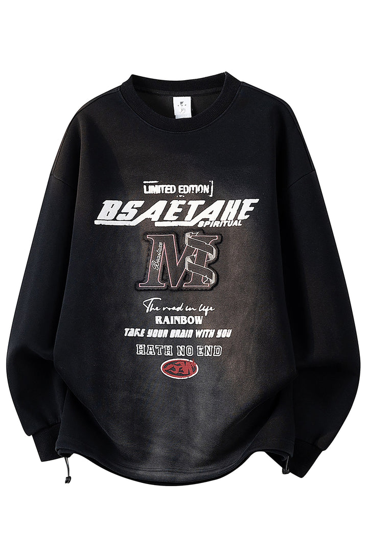 Herren Oversize Sweatshirt mit Allover-Print, Rundhalsausschnitt & Tunnelzugsaum Drune