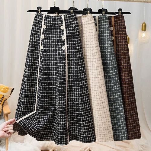 Damen Eleganter und fließender Maxirock mit Knopfdetails Drune