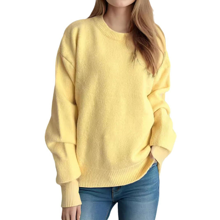 Damen oversized Strickpullover mit weichem Baumwollmix und lässigem Schnitt Drune