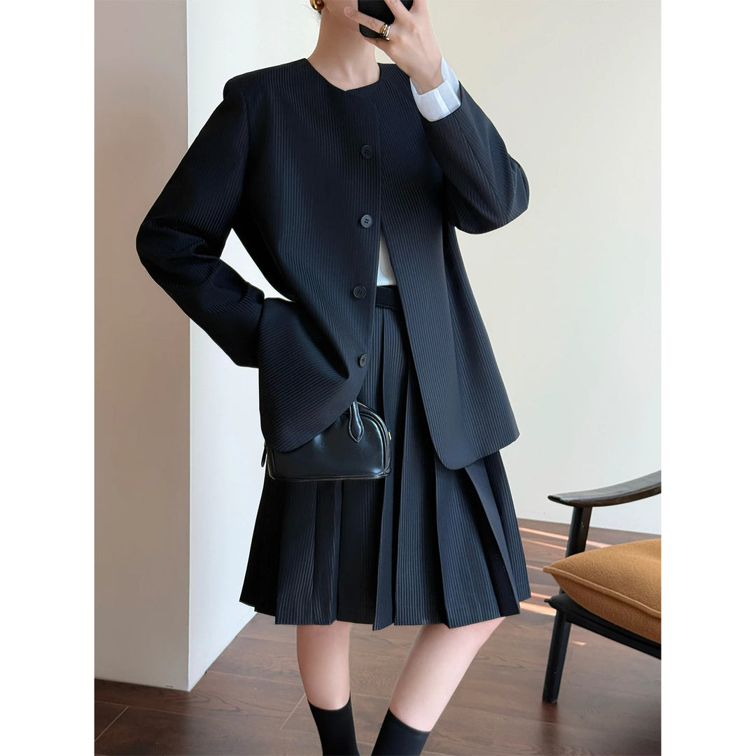 Damen Elegante Plisseejacke Drune