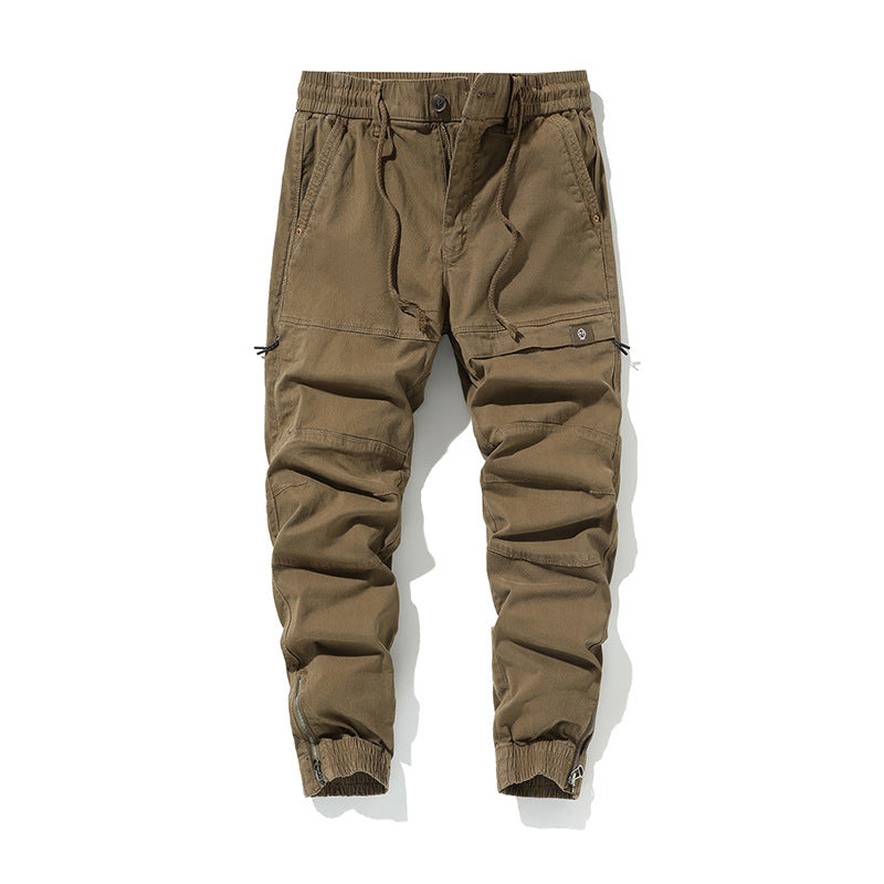 Herren Slim‑Tapered Cargojogger aus Baumwoll‑Twill mit Tunnelzug und Knöchelzipper Drune