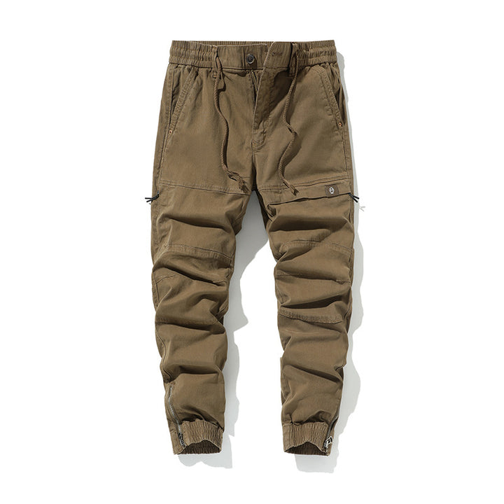 Herren Slim‑Tapered Cargojogger aus Baumwoll‑Twill mit Tunnelzug und Knöchelzipper Drune