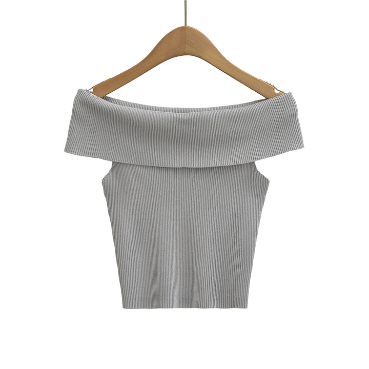 Damen Off-Shoulder Top mit breitem Kragen und strukturiertem Rippdesign Drune