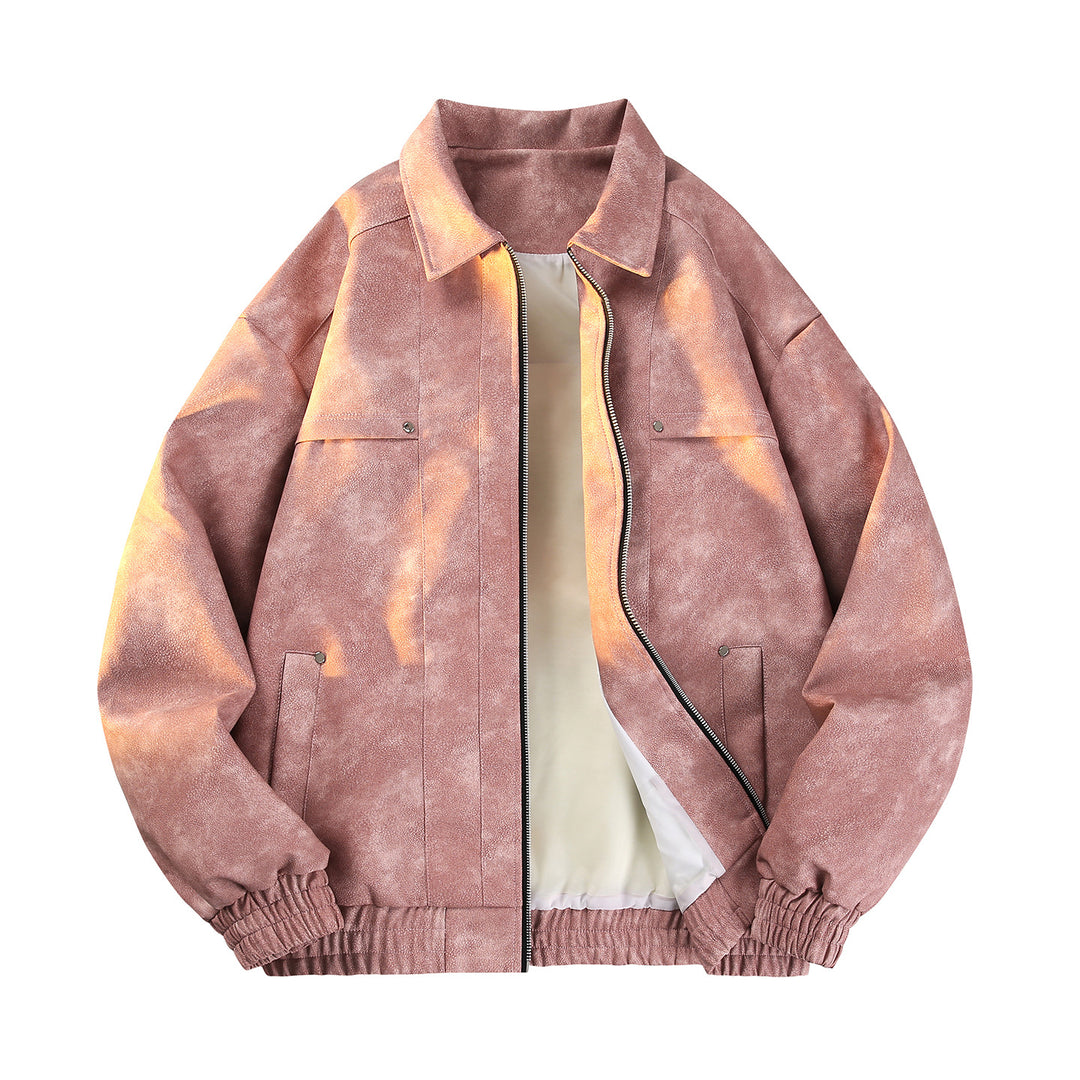 Herren Vintage‑inspirierte Velours‑Optik Übergangsjacke mit Zwei‑Wege‑Reißverschluss, elastischem Saum & Pattentaschen Drune