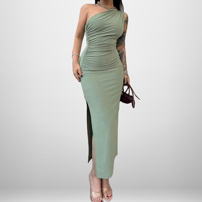 Damen Elegantes Wickelkleid mit asymmetrischem Design und hohem Schlitz Drune