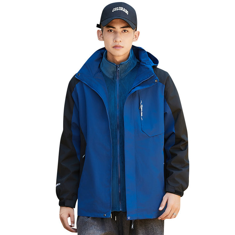 Herren Zwei-in-Eins detailreiche Outdoor-Shelljacke mit abnehmbarer Microfleece-Innenjacke Drune