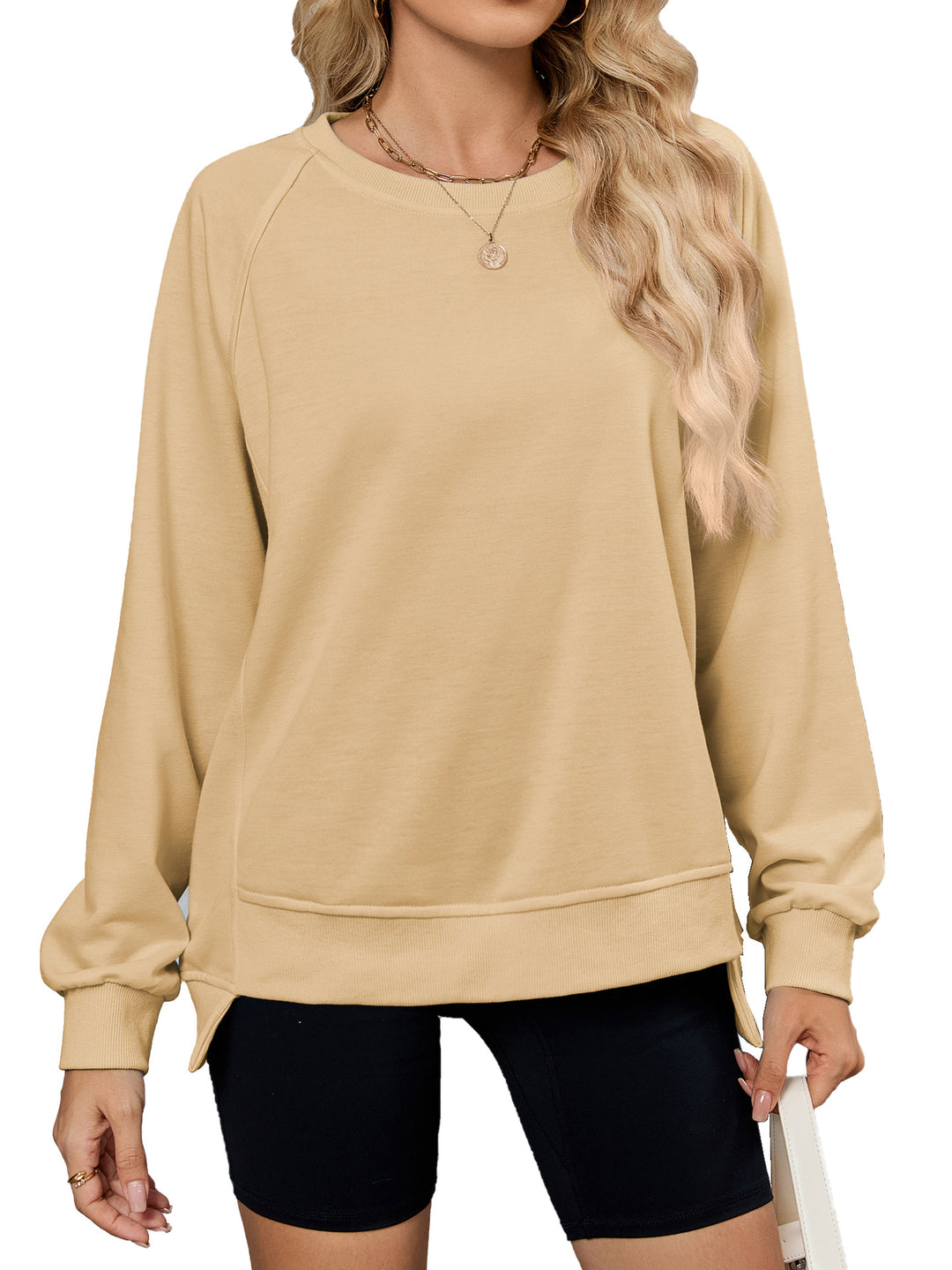 Damen lässiges Sweatshirt mit seitlichen Schlitzen und lässiger Passform Drune
