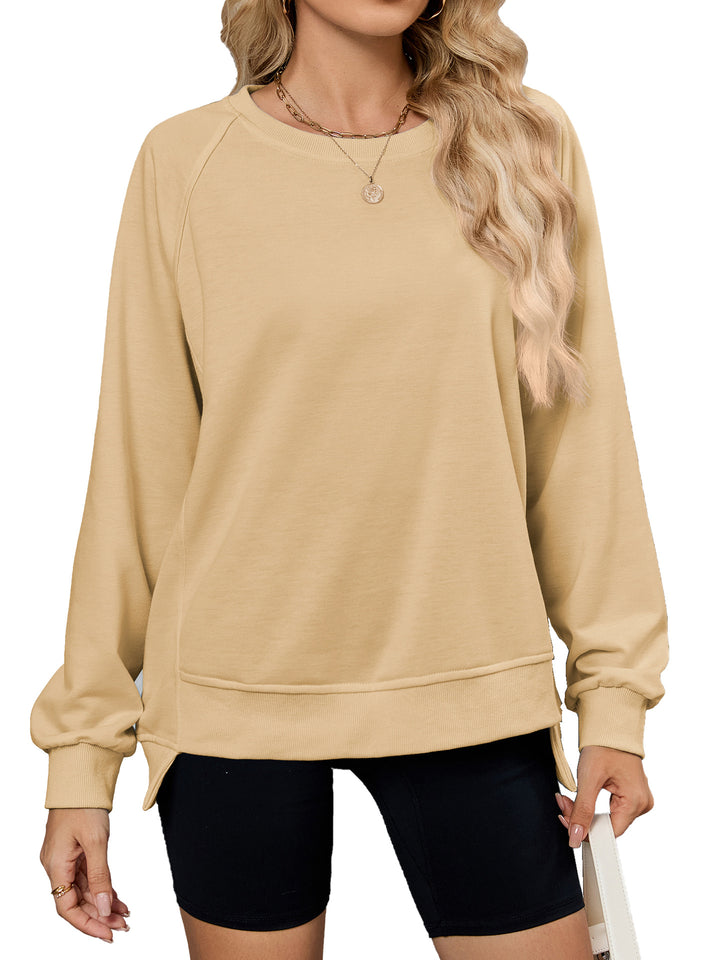 Damen lässiges Sweatshirt mit seitlichen Schlitzen und lässiger Passform Drune