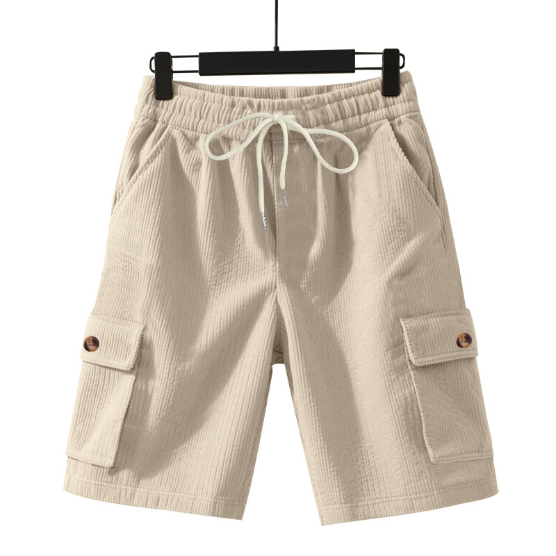 Herren nan Cord-Cargo-Shorts mit elastischem Tunnelzugbund, aufgesetzten Cargotaschen und weichem Baumwollmix Drune