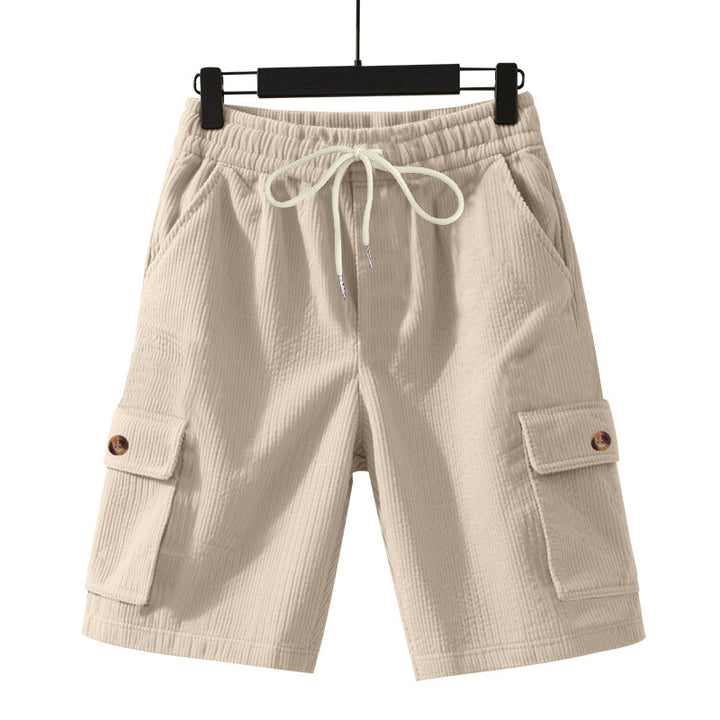 Herren nan Cord-Cargo-Shorts mit elastischem Tunnelzugbund, aufgesetzten Cargotaschen und weichem Baumwollmix Drune