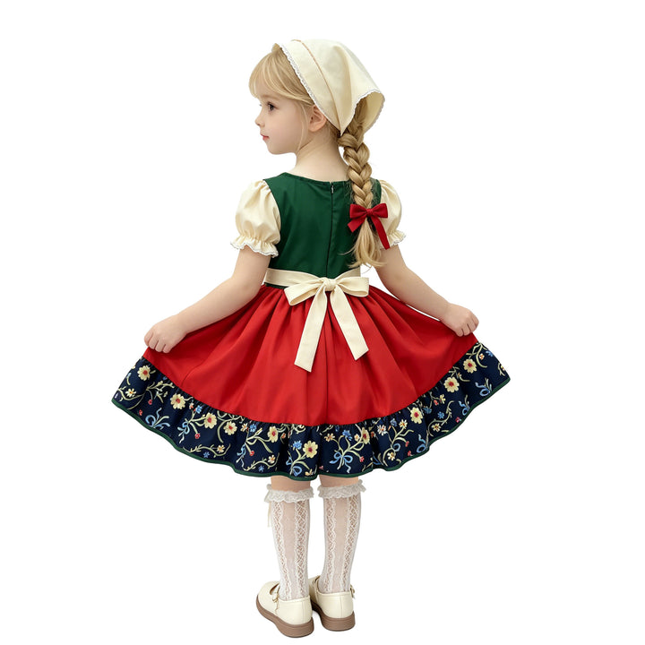Damen nan traditionelles Kinderdirndl mit besticktem Rock und Spitzenschürze Drune