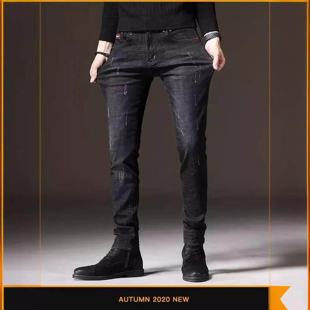 Herren Skinny Jeans mit modischen Abrieb-Effekten und elastischem Baumwollmix Drune