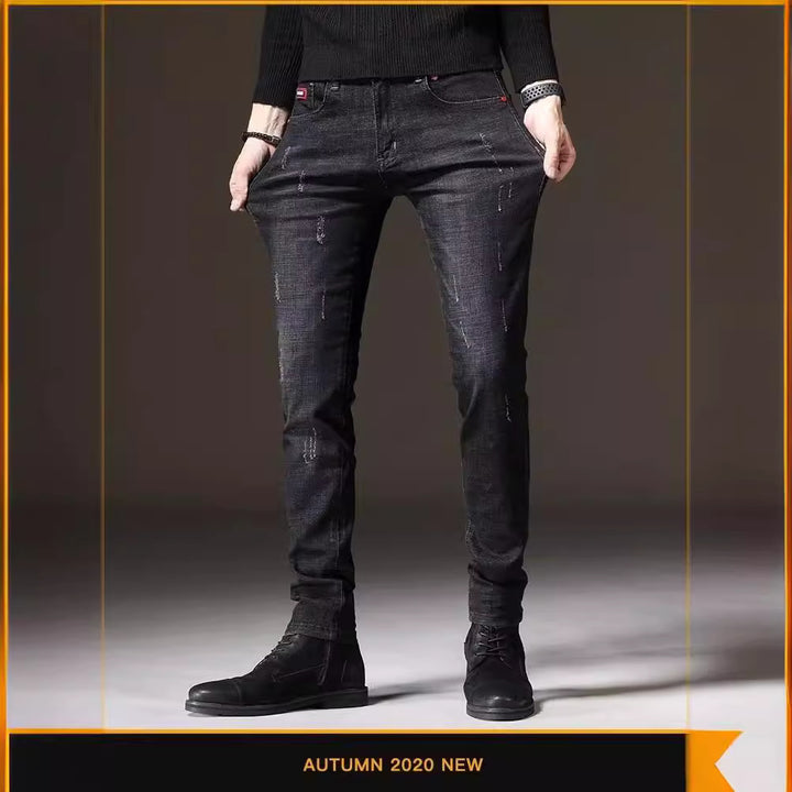 Herren Skinny Jeans mit modischen Abrieb-Effekten und elastischem Baumwollmix Drune