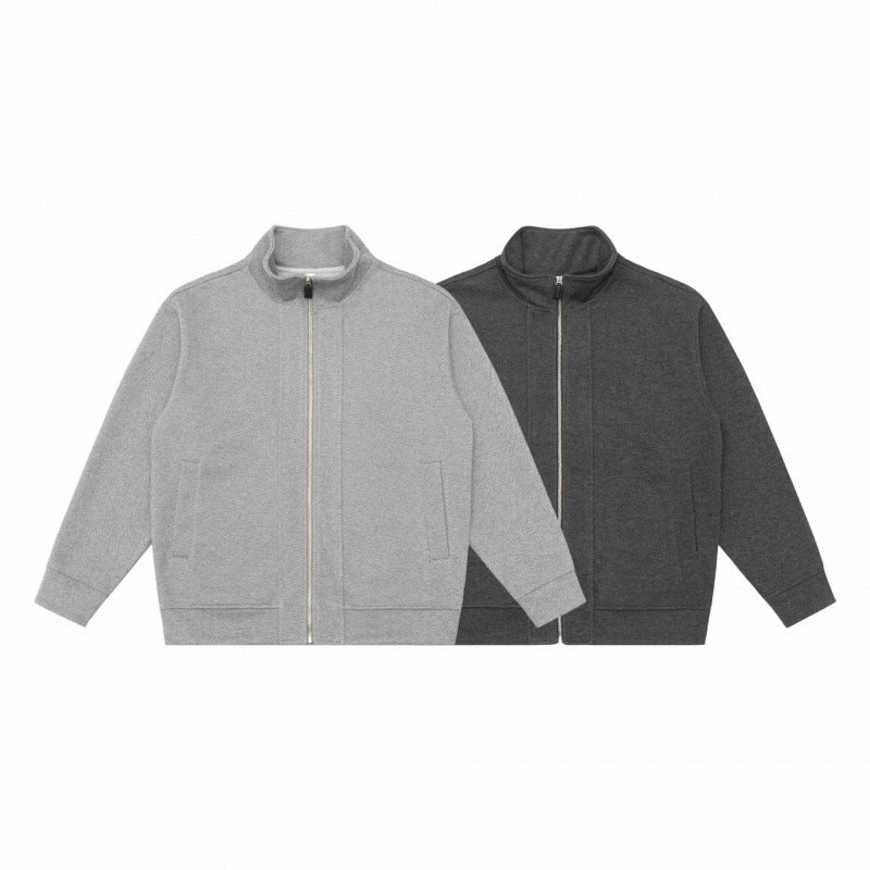 Unisex Boxy-Fleece-Zipjacke mit Stehkragen und Eingrifftaschen Drune