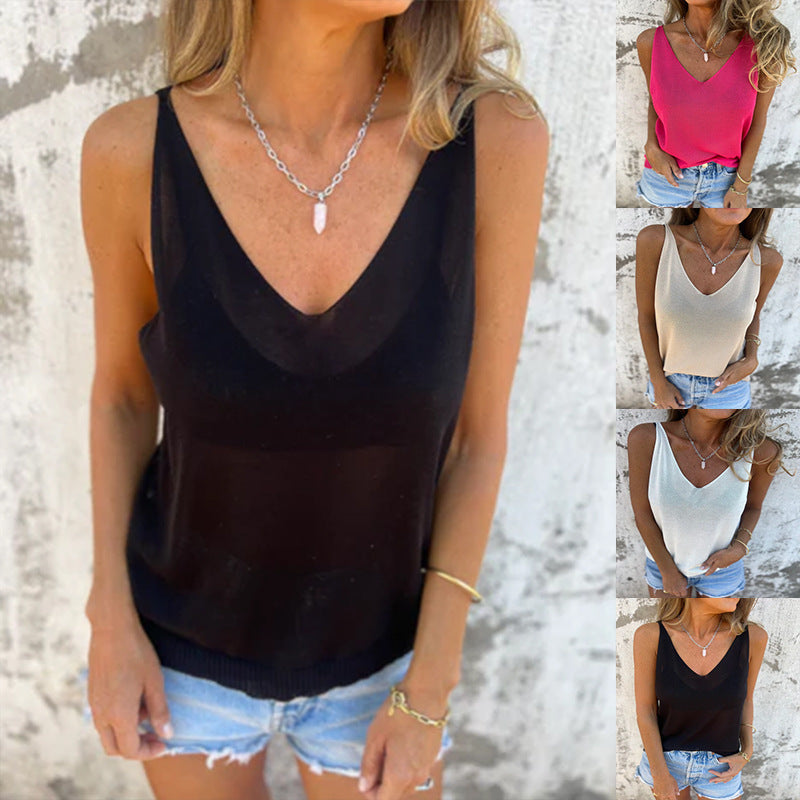Damen Sleek V-Ausschnitt Stretch Tanktop Drune