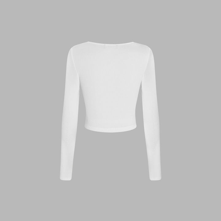 Damen gerafftes Cropped-Longsleeve mit quadratischem Ausschnitt und figurbetonter Passform Drune