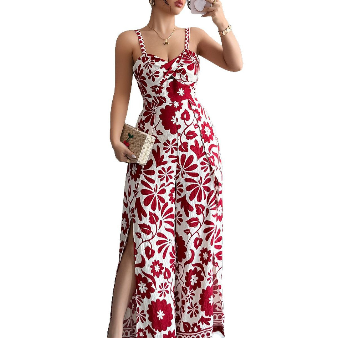 Damen Maxikleid mit tiefem Schlitz und floralem Muster Drune