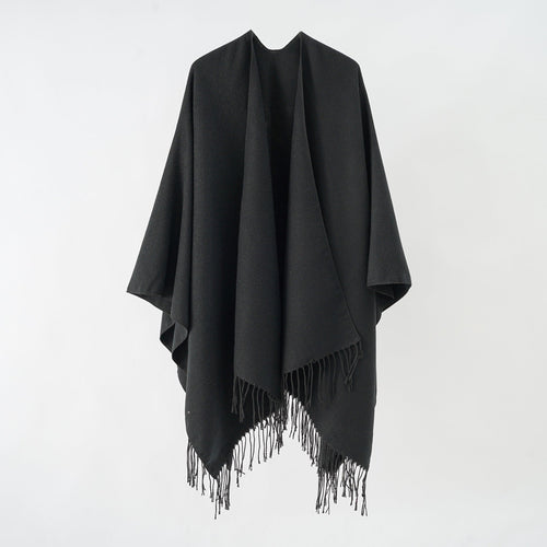 Damen Modischer Fransen-Poncho Aus Weichem Material mit Luxuriösem Fall Drune