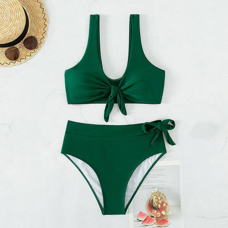 Damen Bikini-Set mit hohem Bund und stylishen Knoten-Details Drune