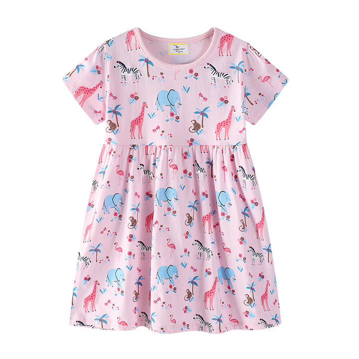 Mädchen Baumwollkleid mit verspieltem Tiermotiv Drune