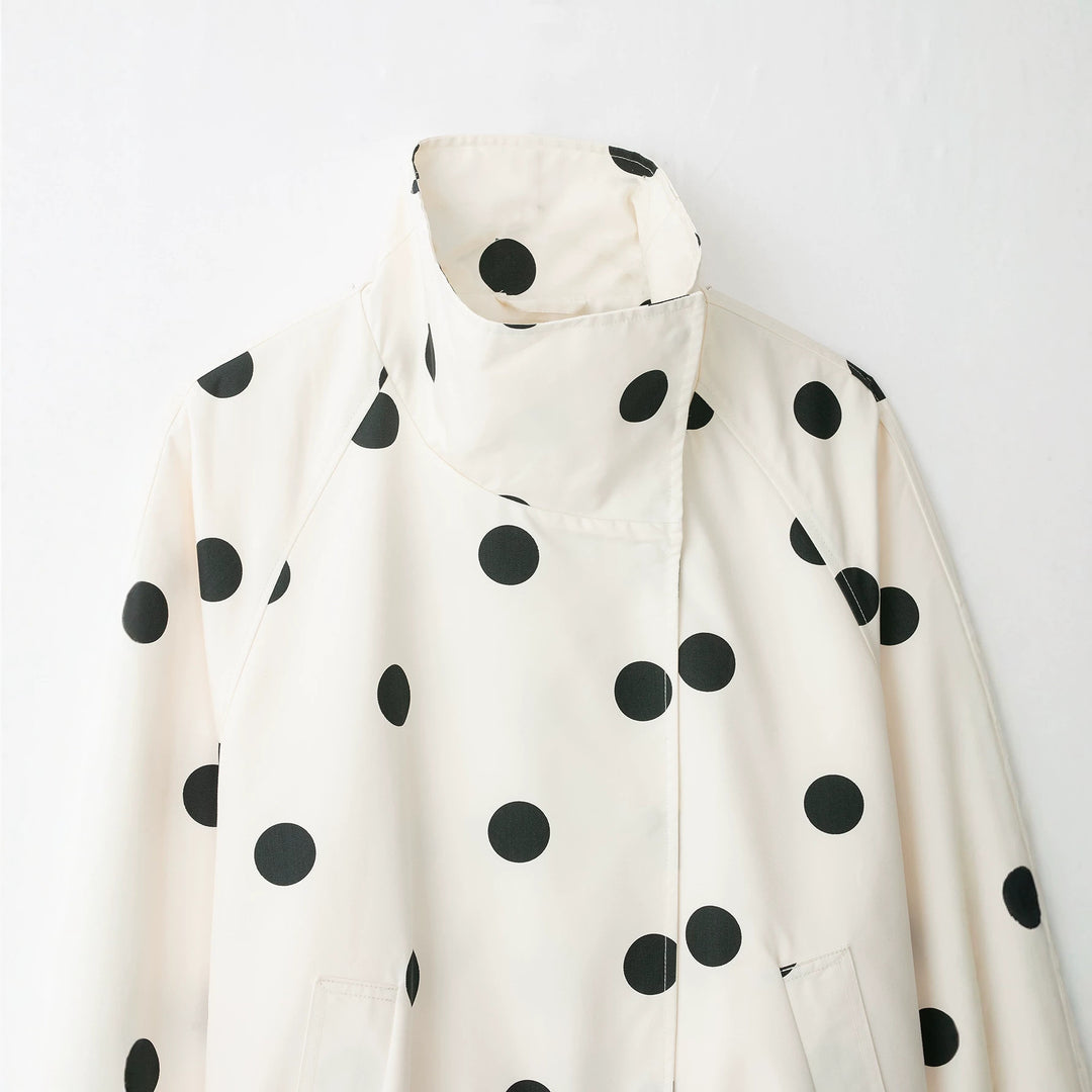 Damen Kurzjacke im Cape‑Stil mit Stehkragen und Ballonärmeln Drune