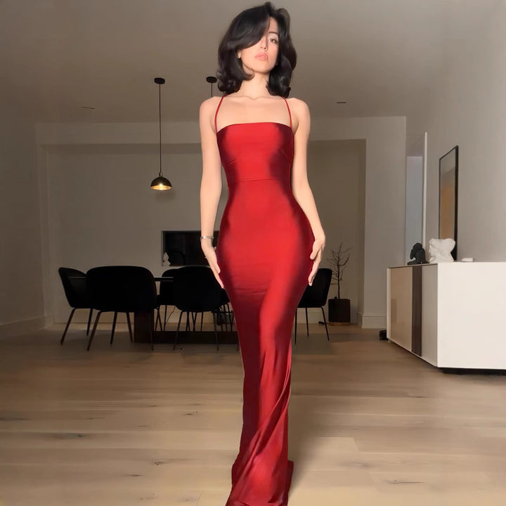 Damen Maxi-Kleid mit schmalem Trägerdesign und fließendem Schnitt Drune