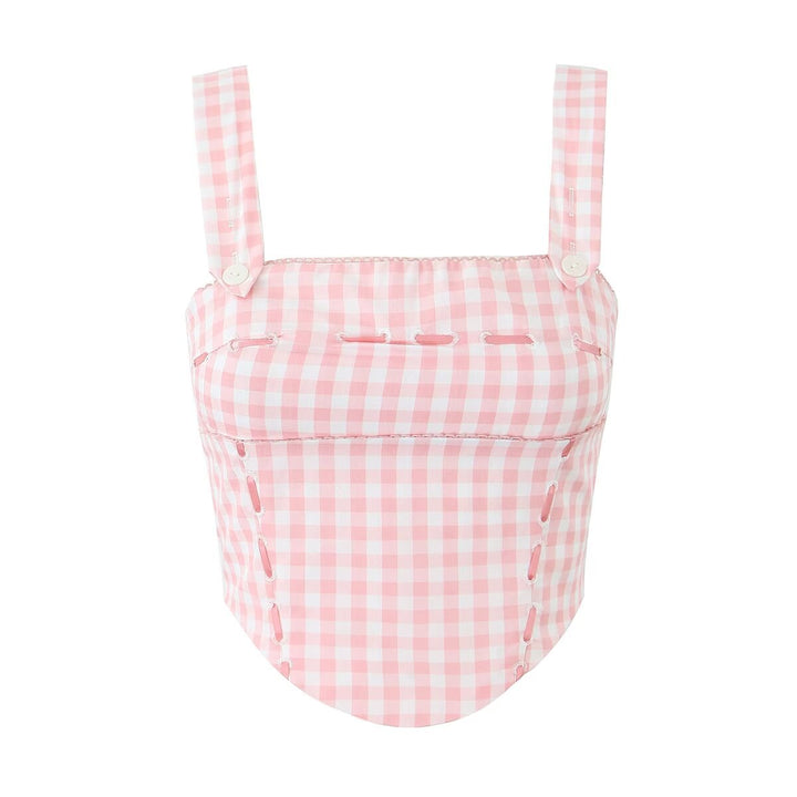 Damen Karo Bustier mit verstellbaren Trägern und raffiniertem Design Drune