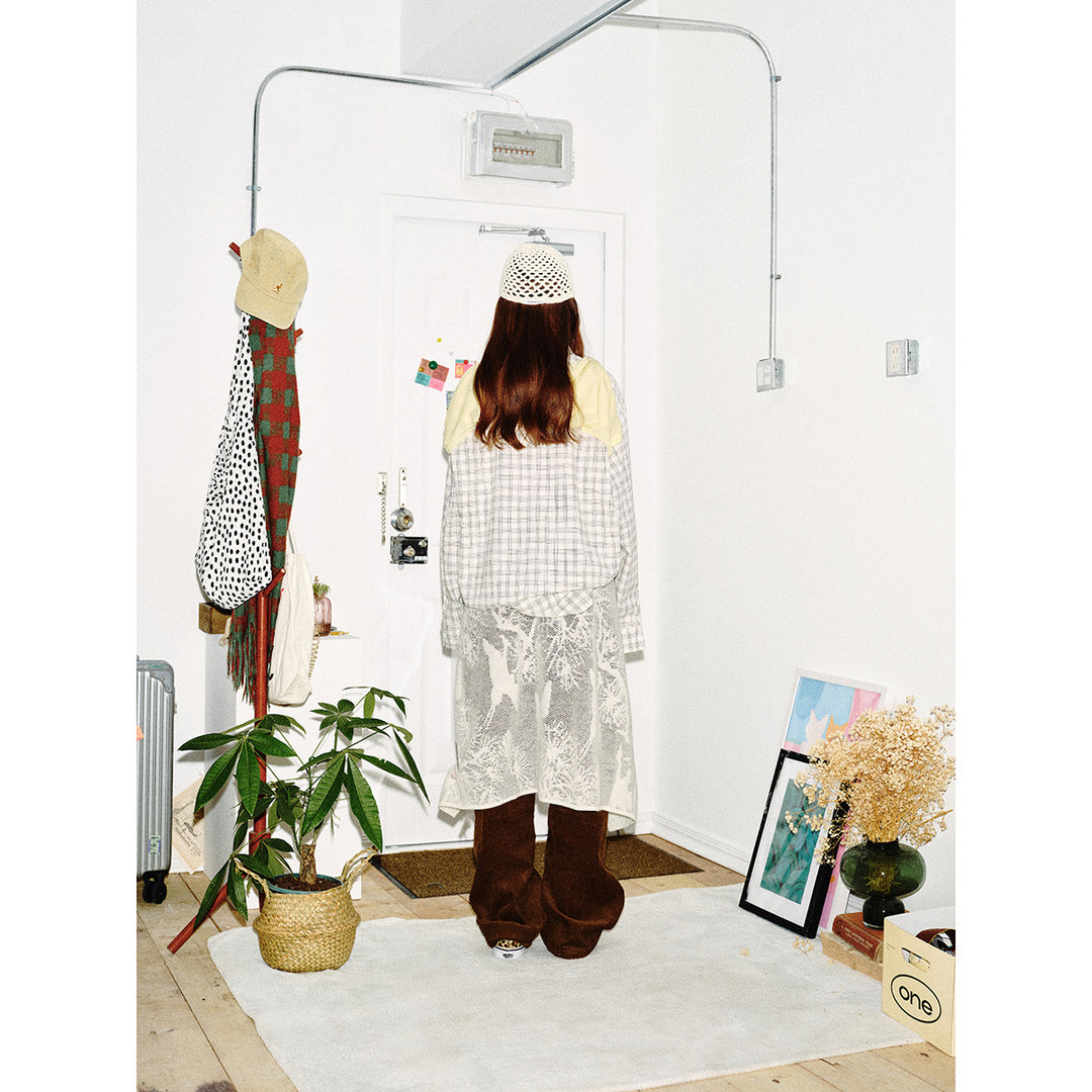 Damen Oversize-Hemd aus Leinen‑Baumwoll‑Mix mit feinem Karomuster Drune