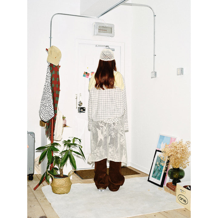 Damen Oversize-Hemd aus Leinen‑Baumwoll‑Mix mit feinem Karomuster Drune