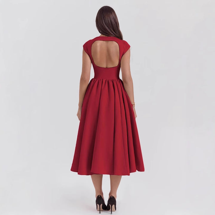 Damen Midi-Kleid mit elegantem A-Linien Schnitt und schickem Quadrat-Ausschnitt Drune