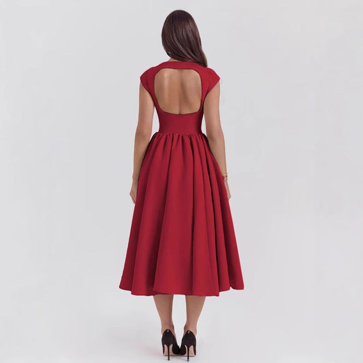 Damen Midi-Kleid mit elegantem A-Linien Schnitt und schickem Quadrat-Ausschnitt Drune