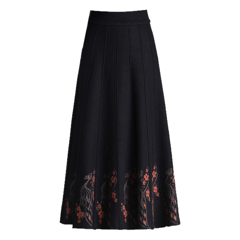 Damen Eleganter Maxirock mit floralem Spitzenabschluss Drune