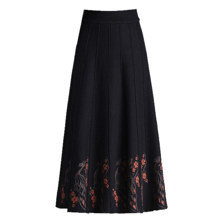 Damen Eleganter Maxirock mit floralem Spitzenabschluss Drune