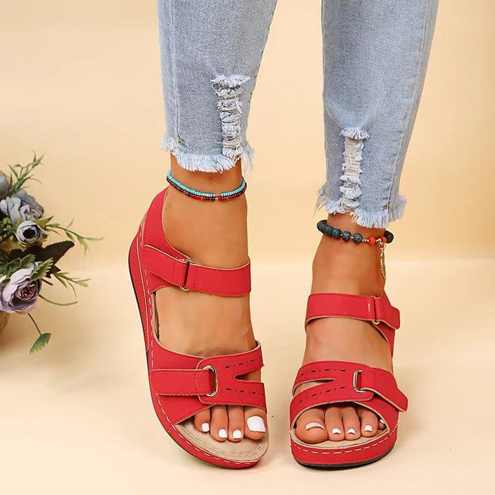 Damen Komfort-Sandalen mit verstellbaren Klett- und Schnallenriemen sowie ergonomischem Fußbett Drune