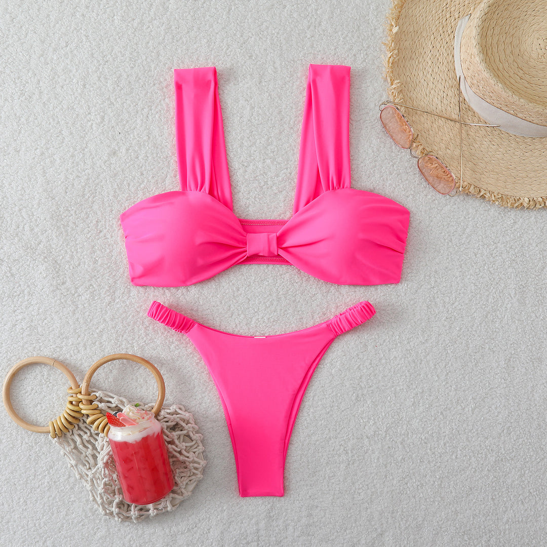 Damen Bandeau-Bikini mit breiten Trägern und eleganter Schleifenverzierung Drune