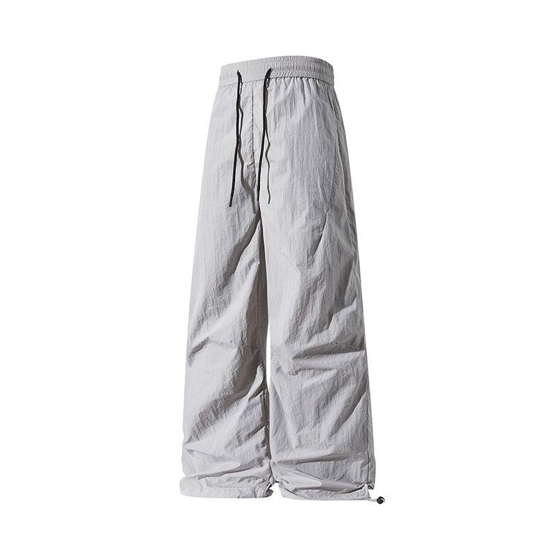 Unisex Weite technische Nylon-Hose mit Kordelzug und verstellbarem Saum Drune