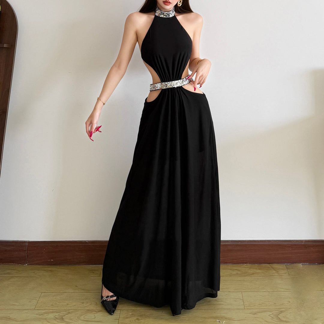 Damen Maxikleid mit seitlichen Cut-Outs und schwingendem Rock Drune