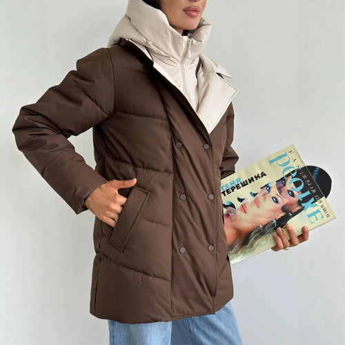 Damen wattierte Doppelreiher-Parka mit abnehmbarer gesteppter Innenweste Drune