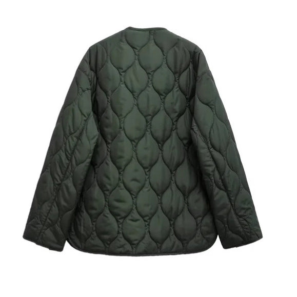Damen nan gesteppte Oversize-Quiltjacke mit Rundhals, durchgehendem Reißverschluss und aufgesetzten Taschen Drune