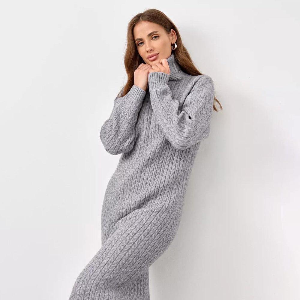Damen Grobstrick Rollkragenpullover mit modernen Zopfmuster und lässigem Schnitt Drune