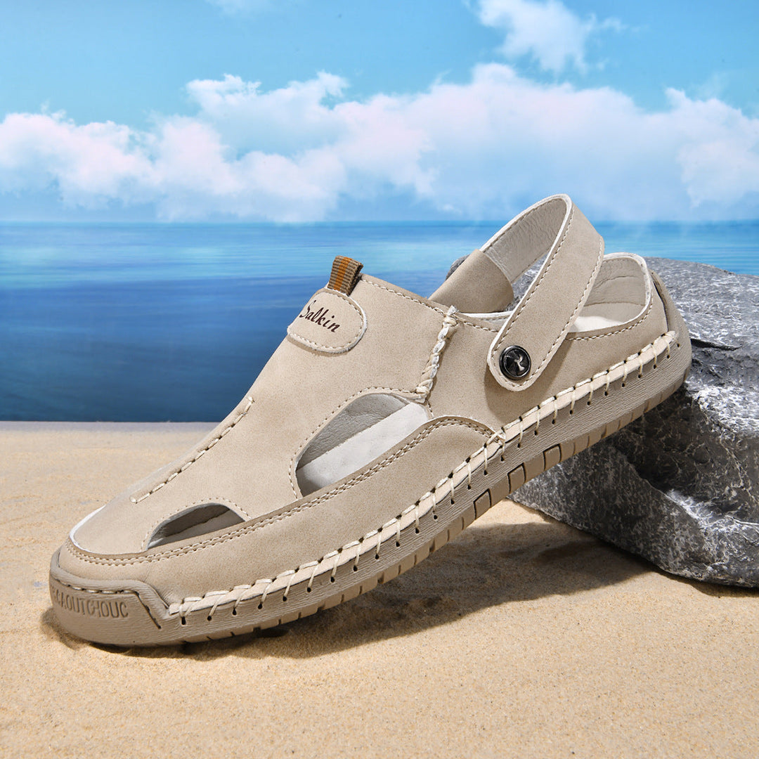 Herren luftige Leder-Sandalen mit verstellbarem Riemen Drune