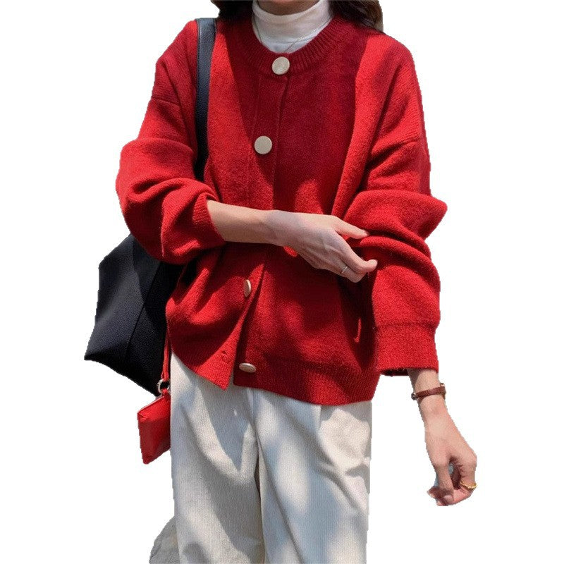 Damen kuschelige Strickjacke mit Knopfdetail und modernem Schnitt Drune