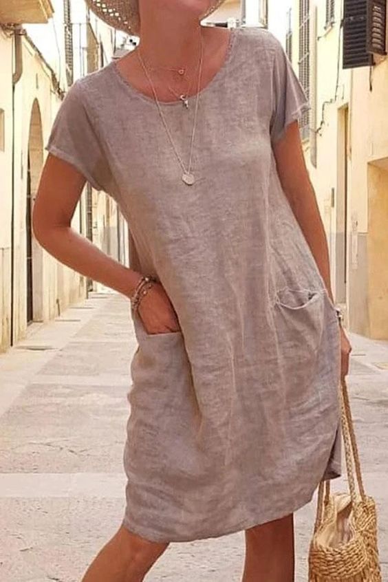 Drune | Leinen Casual Kleid mit Taschen