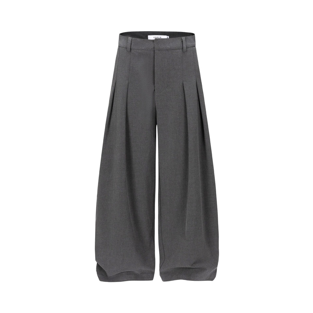 Damen Hochtaillierte weite Plissee-Hose mit Bügelfalte und Gürtelschlaufen Drune
