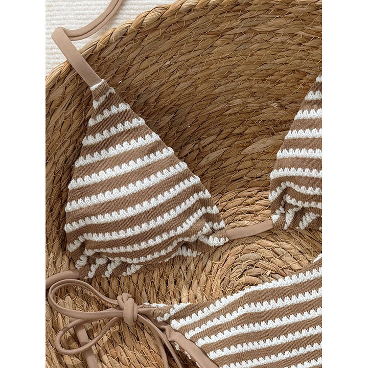 Damen Triangel-Bikini-Set mit verstellbaren Trägern und verspieltem Muster Drune