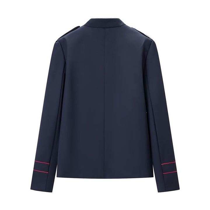 Damen militärisch-inspirierte Paradejacke mit Stehkragen und dekorativer Knopfleiste Drune