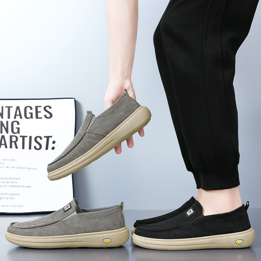 Herren nan lässiger Canvas-Slip-On Freizeitschuh mit Memory-Fußbett und stoßdämpfender Gummisohle Drune