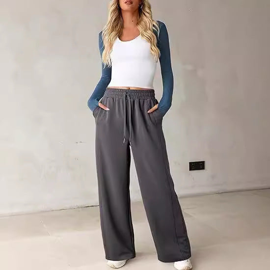 Damen bequeme Freizeithose mit weit geschnittenem Bein und praktischen Taschen Drune