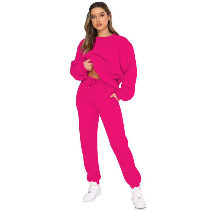 Damen nan zweiteiliges Cozy-Loungewear-Set mit Oversize-Rundhals und hochgeschnittener Jogginghose mit Kordelzug Drune